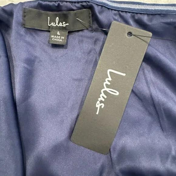 Law Of Attraction Navy Blue One-shoulder Asymmetrical Midi Dress - large NWT - Picture 10 of 10